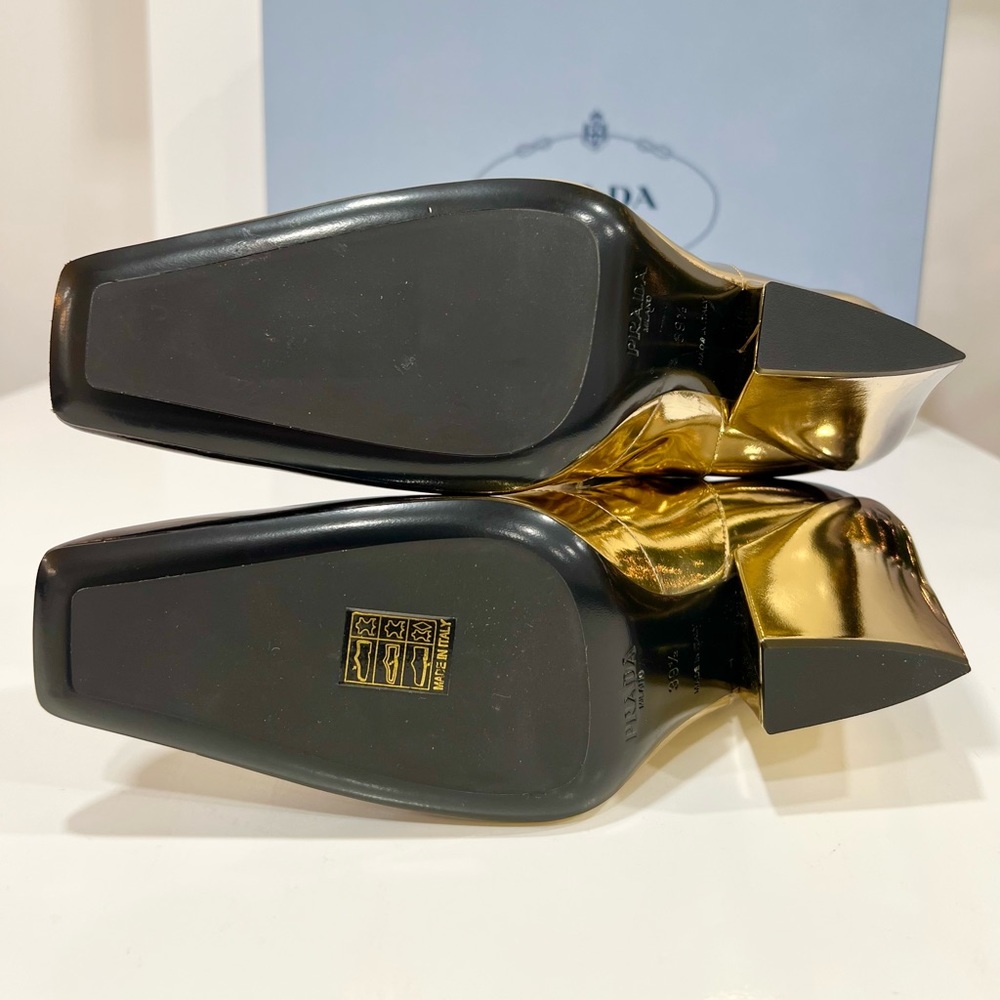 PRADA Metallic Leather Mid-Calf Boots EU:39.5 - Picture 8 of 11